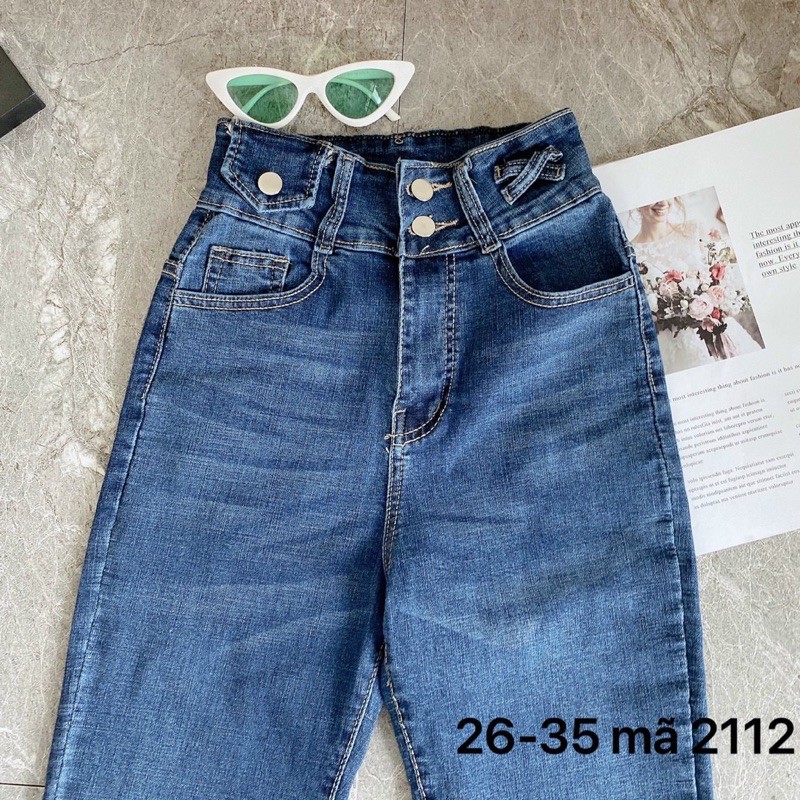 Quần jean nữ lưng cao co giãn kiểu quần bò túi nắp giả ôm body MS2112 bigsize 2KJean