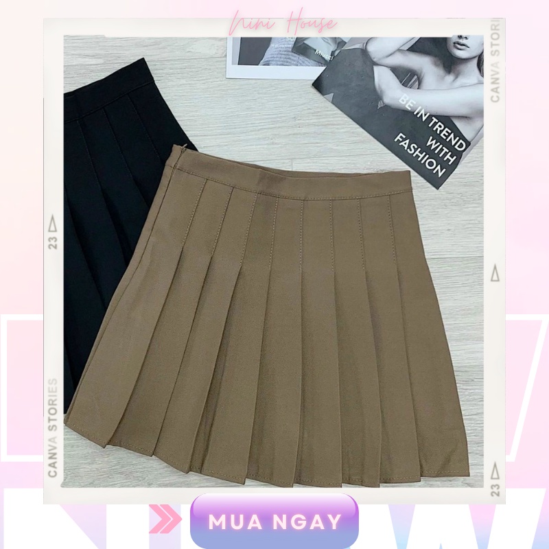 Áo len vạt chéo trễ vai mix chân váy xếp li phong cách Hàn Quốc