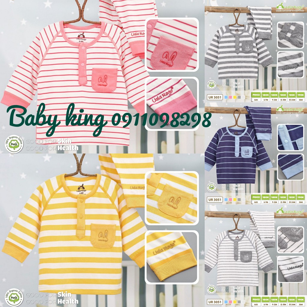 UR 3051. Bộ bổ trụ UALA &amp; ROGO vải petit siêu mềm mịn 3051