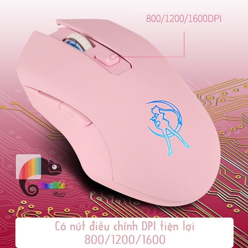 Chuột game thủ màu Hồng không dây, RGB Led, Dream Pink I Wriless Pink Gaming Mouse RGB LED