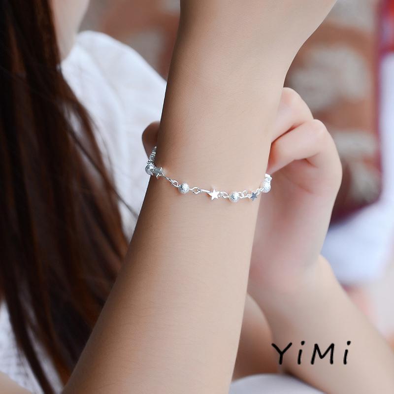 Vòng đeo tay mặt hình ngôi sao/mặt trăng dễ thương phong cách Hàn Quốc cho nữ