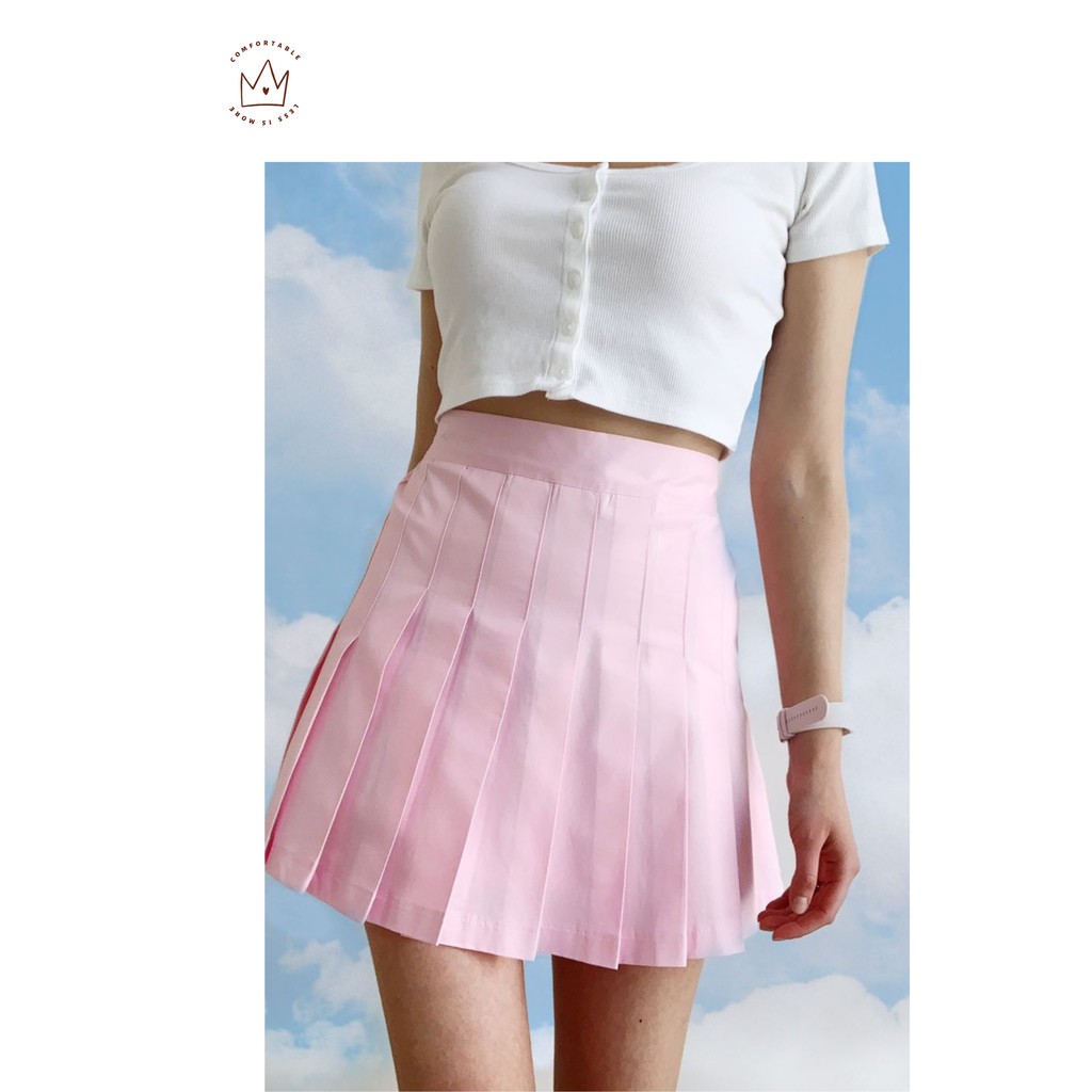 [HÀNG SẴN- ẢNH THẬT - VIDEO] Chân váy xếp ly màu hồng nhạt - Pink tennis skirt