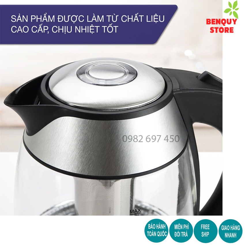ẤM SIÊU TỐC 1.8 LÍT BÌNH SIÊU TỐC THỦY TINH LEBENLANG TỪ ĐỨC. BÌNH CÓ LÕI LỌC TRÀ BẰNG INOX.