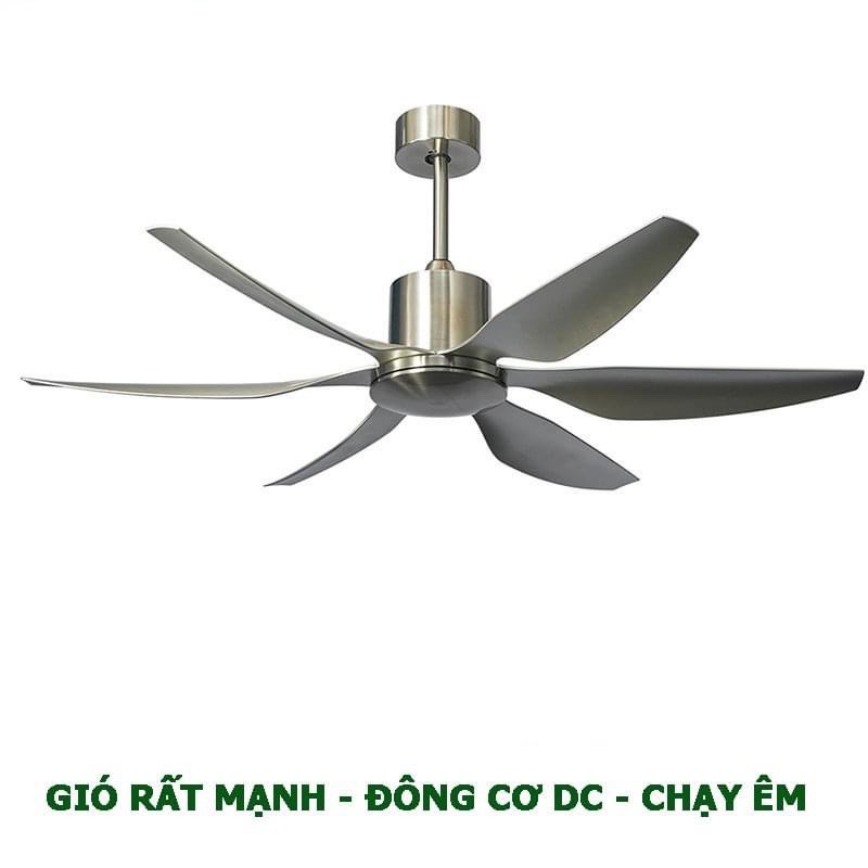 Quạt trần đèn,Quạt trần trang trí 6 cánh lõi đồng,Đèn LED 3 chế độ sáng tích hợp điều khiển lắp phòng khách-ngủ-bếp