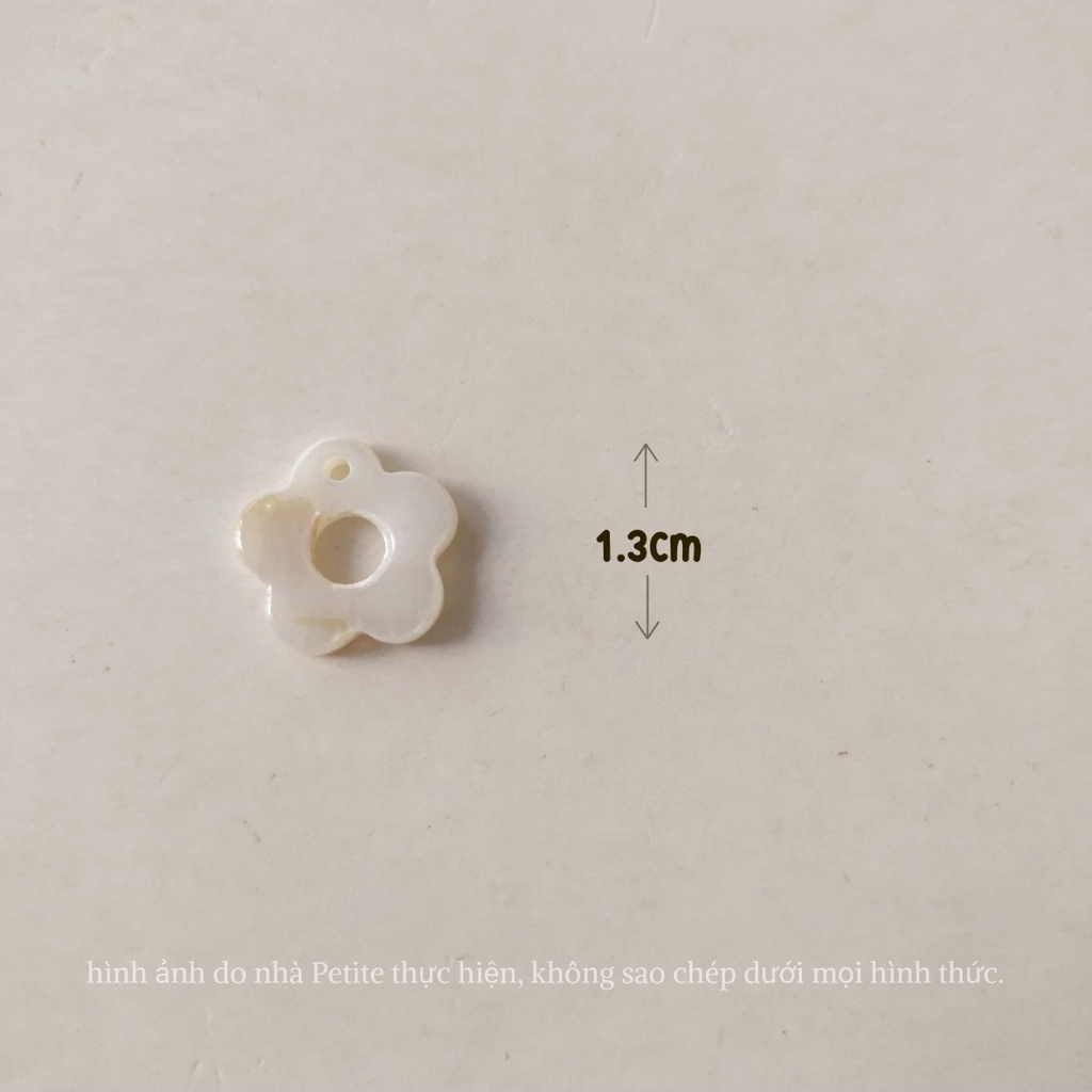 Vòng cổ choker dây da mảnh mặt xà cừ hình hoa năm cánh KHÔNG GỈ dây chuyền thiết kế basic phong cách hàn quốc