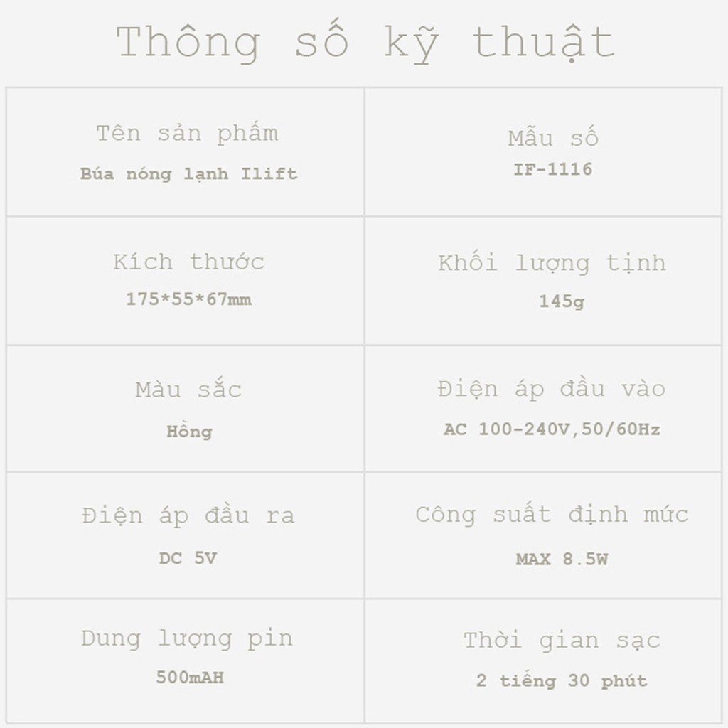 Búa nóng lạnh ILIFT - Máy chăm sóc da phiên bản 2021 điện di tinh chất trị liệu ánh sáng sinh học IL-1116 (BH 1 năm)