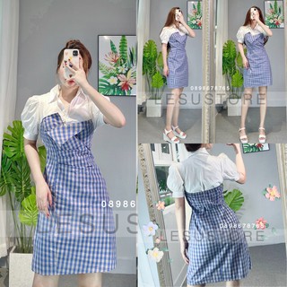 ẢNH TỰ CHỤP Đầm sơ mi caro
