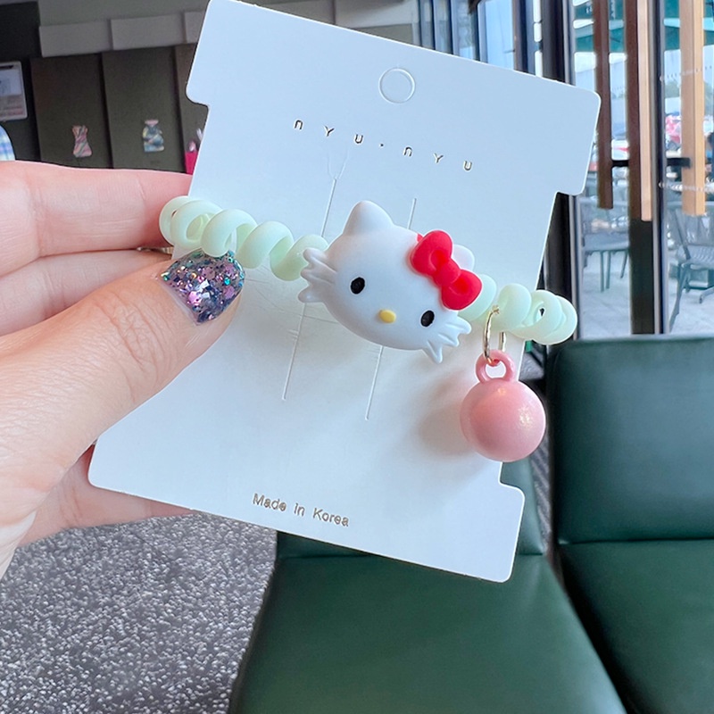 Dây Buộc Tóc Cao Su Co Giãn Hình Điện Thoại Hello Kitty Phong Cách Nhật Bản