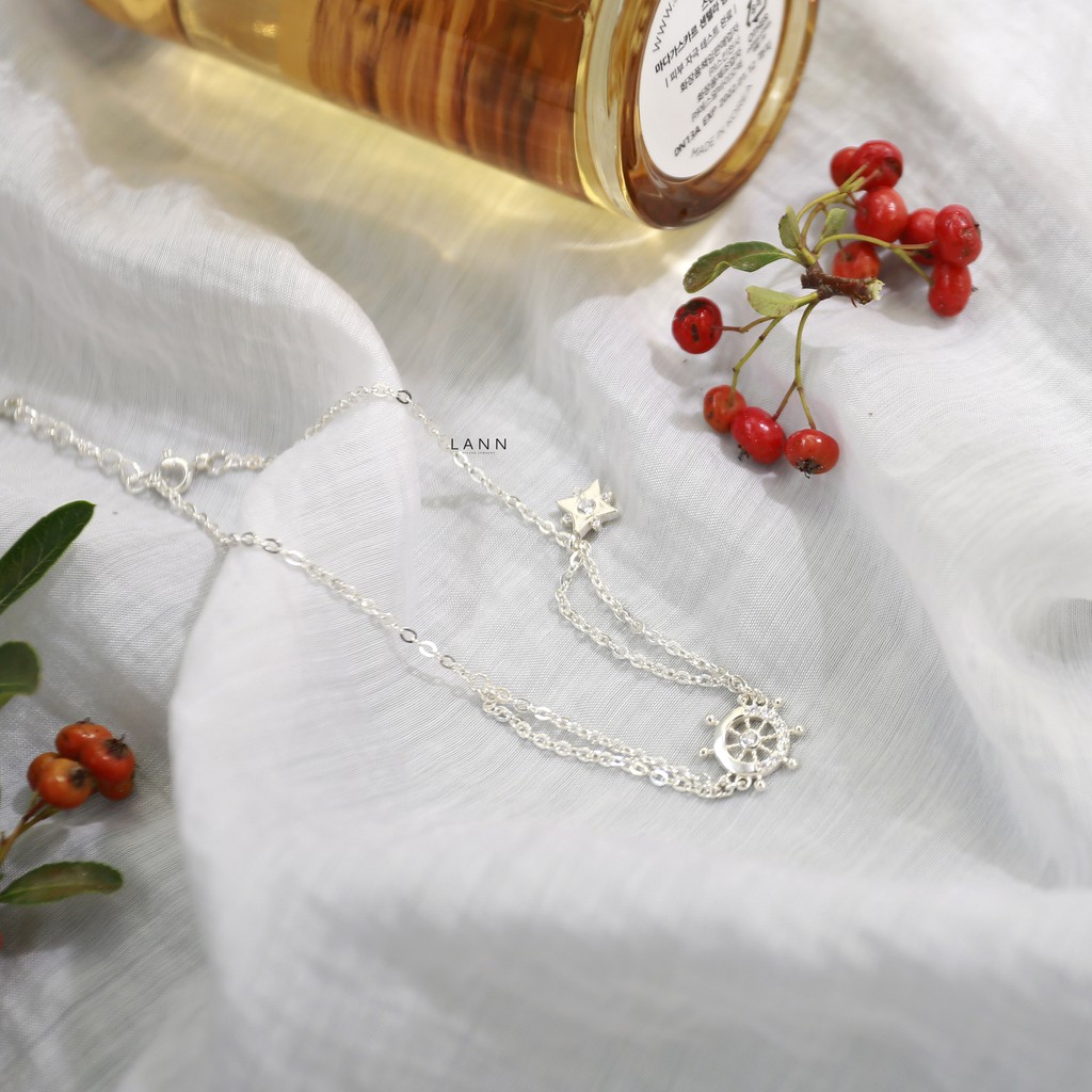 Lắc chân 2 vòng dây bánh lái móc chờ mỏ neo S925 LANN | BigBuy360 - bigbuy360.vn