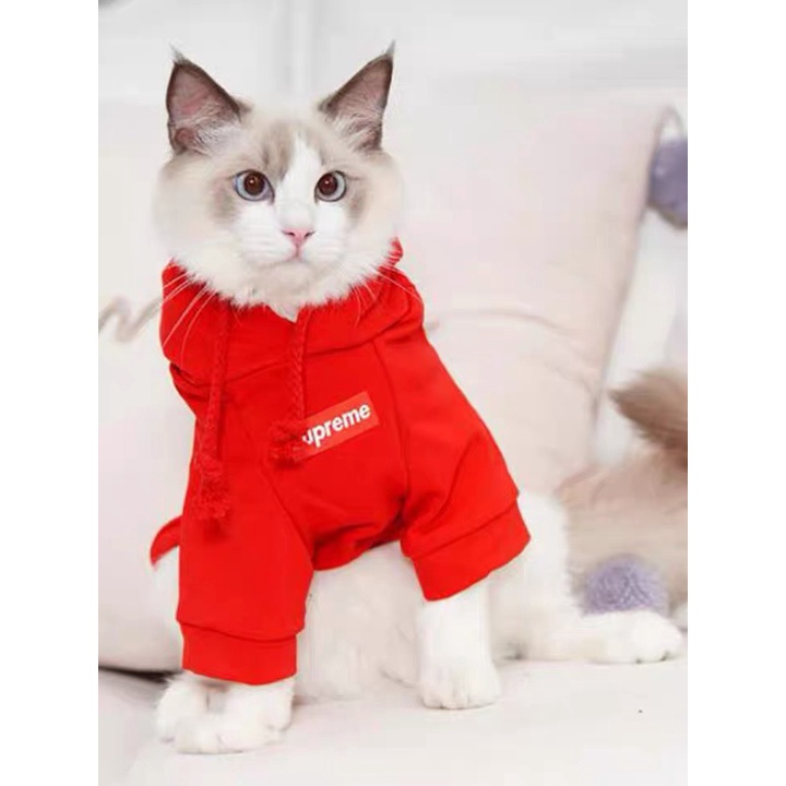 Áo Hoodie Sup.  reme nỉ bông sành điệu cho thú cưng, áo cho chó mèo