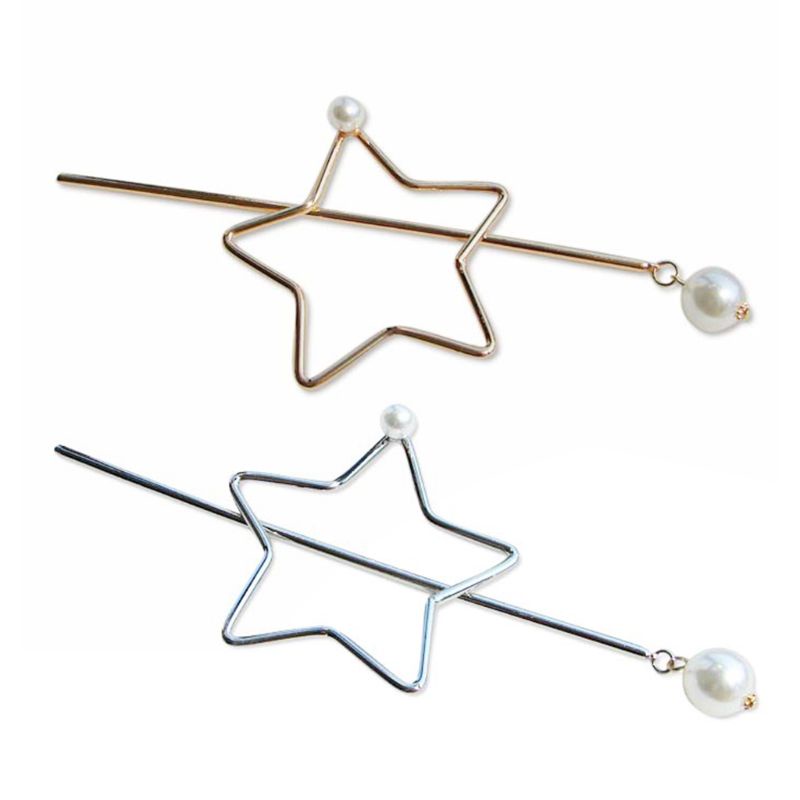 Kẹp Tóc Hình Ngôi Sao Năm Cánh Đính Ngọc Trai Nhân Tạo Thời Trang Charms