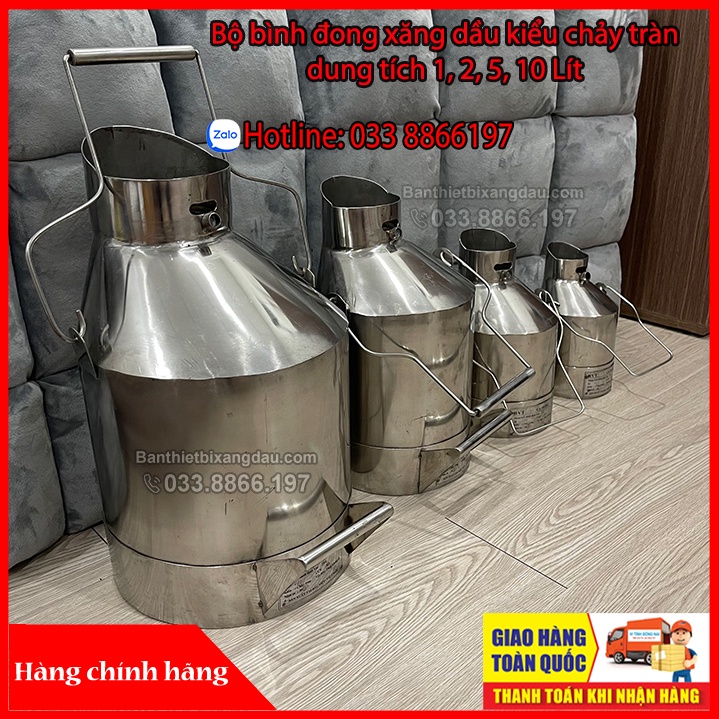 Bộ bình đong nhớt xăng dầu (1 Lít, 2 Lít, 5 Lít, 10 Lít ) đã kiểm định chuẩn