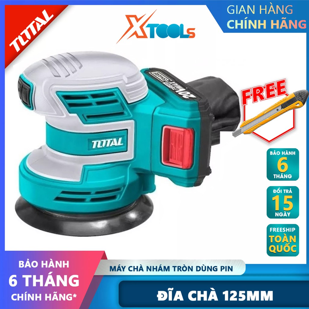 Máy chà nhám tròn dùng pin Total TROSLI2001 đĩa chà 125mm chà nhám tường/gỗ cầm tay sử dụng pin 20V 2kg [XTOOLs][XSAFE]