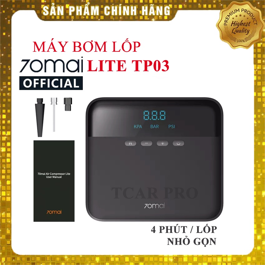 Máy Bơm Lốp Xe Ô tô Mini Xiaomi 70Mai TP04 TP03 12V Nhỏ Gọn Mini Midrive Bơm Xe Hơi Khỏe