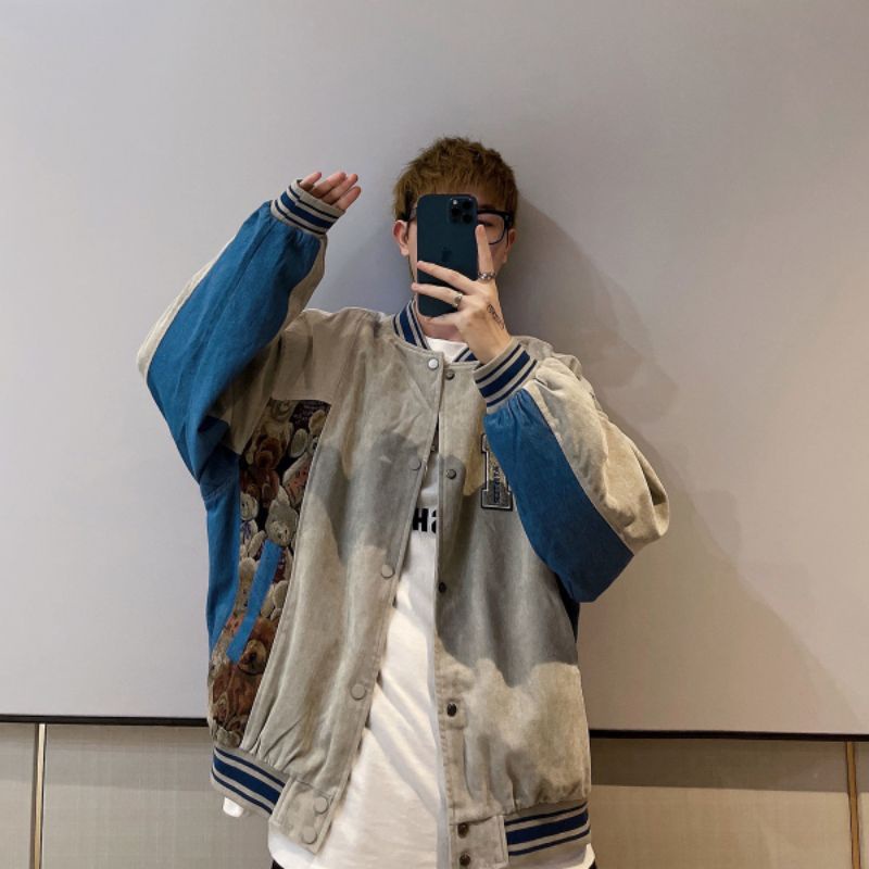 ÁO KHOÁC NGOÀI MAY HÌNH HOẠ TIẾT LOẠI ĐÓNG CÚC