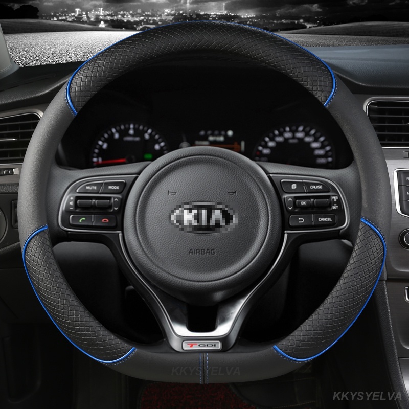Bao Da Bọc Vô Lăng Xe Hơi 38cm 15" Cho Kia Rio 2 3 4 X Line Kombi Sedan K2 K3 K4 K5 KX1 KX3 KX5