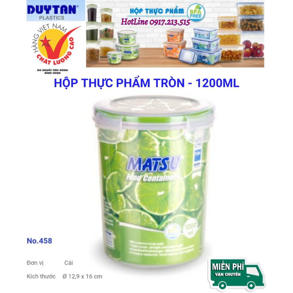 Hộp nhựa tròn đựng thực phẩm 1200ML DUY TÂN CAO CẤP