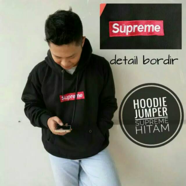 Áo Hoodie Supreme Dày Dặn Màu Đen