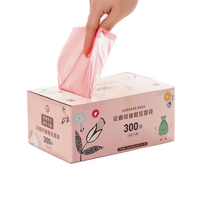 300 Túi Đựng Rác Tự Phân Hủy Sinh Học Có Hộp Rút Tiện Lợi - Bao Rác Có Mùi Thơm - Bao Bì Túi Đựng Rác