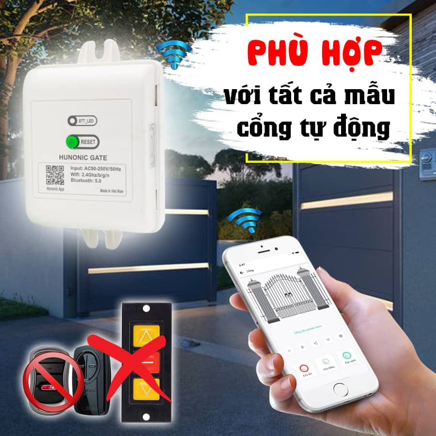Bộ điều khiển cổng tự động Hunonic Gate| Điều khiển từ xa bằng điện thoại không cần Wifi| Hàng Việt Nam, Chất Lượng Cao.