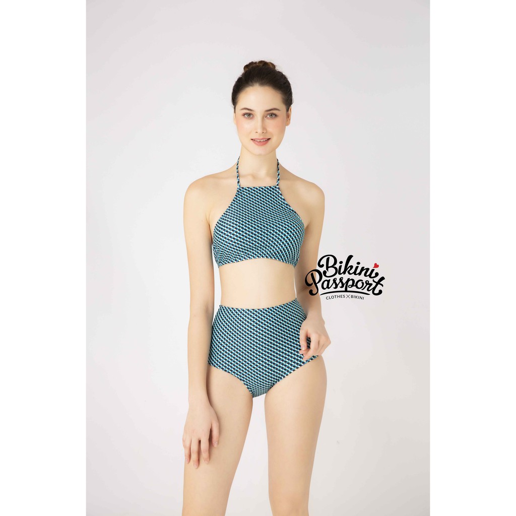 Đồ bơi Nữ BIKINI PASSPORT kiểu Lưng cao yếm- màu Xanh ngọc - BS125_TU