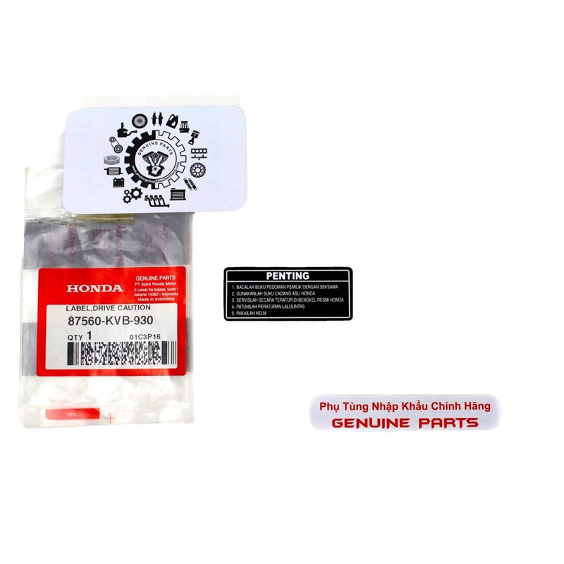 Tem cảnh báo HONDA INDONESIA nhập khẩu chính hãng 87560KVB930