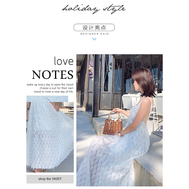 Sẵn - Váy maxi dài lông vũ trắng siêu sang | BigBuy360 - bigbuy360.vn