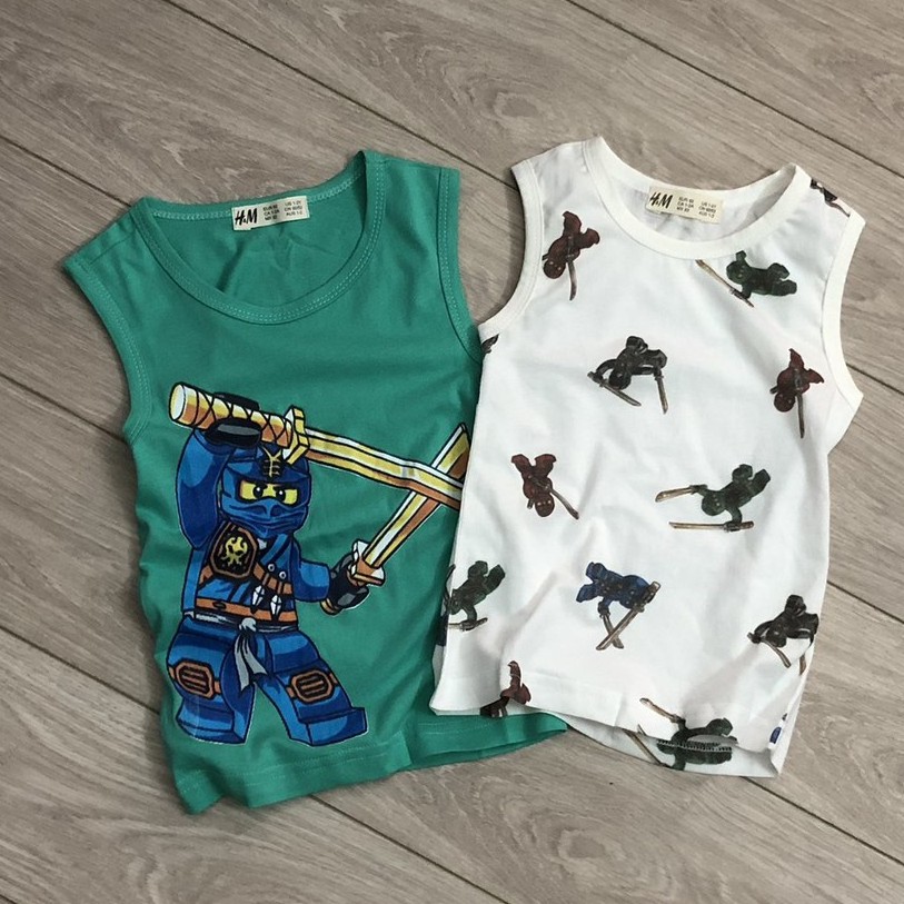 ⛔️ SALE ⛔️ Áo ba lỗ bé trai - Set 2 áo ba lỗ Hm chất cotton cho bé trai size 2-10 tuổi