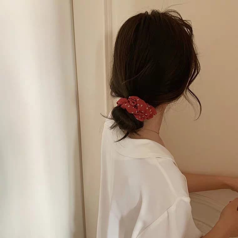 Cột Tóc Scrunchies Chấm Bi Hạt Mè Nhỏ Xinh Vintage Style HOT TREND