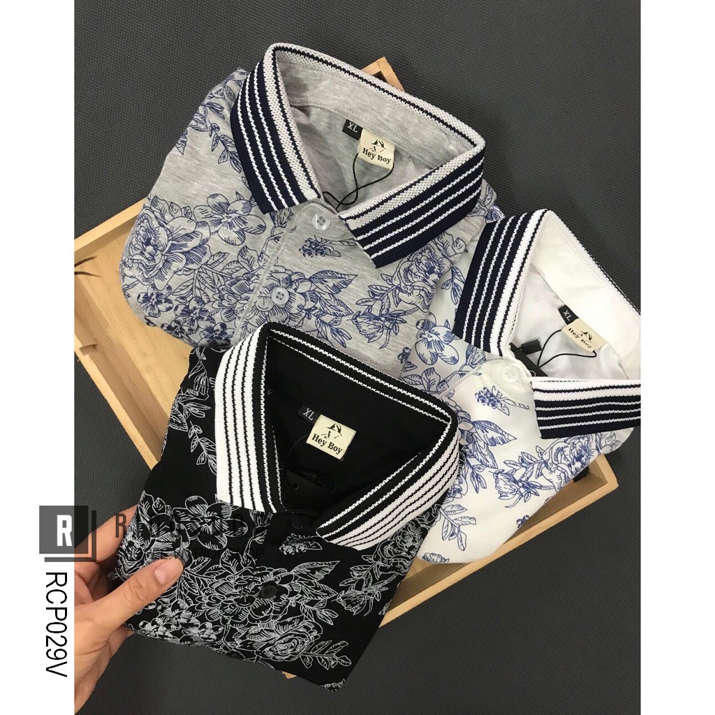 Áo thun nam trung niên có cổ hoa mẫu đơn cao cấp RCP029V - áo phông nam form rộng đẹp Riooshop | BigBuy360 - bigbuy360.vn