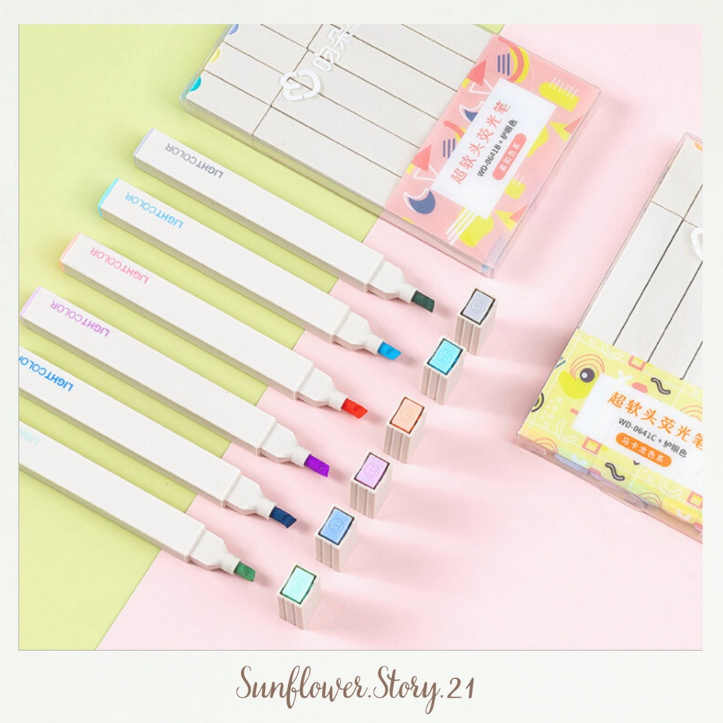 [FREESHIP 50K] Set 6 bút đánh dấu highligh pastel nhỏ gọn, bút nhớ Light Color trang trí sổ bullet journal