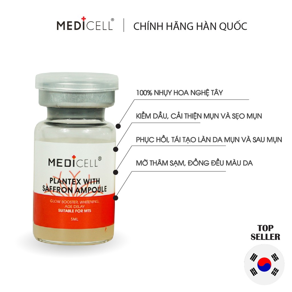 Serum tế bào gốc, kiềm dầu, cải thiện mụn, sẹo mụn, làm trắng Plantex Saffron Medicell Hàn Quốc -1 lọ
