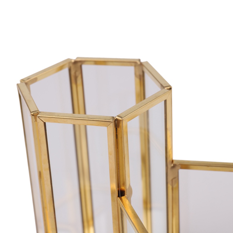 Kính Hộp Đựng Cọ Trang Điểm Bằng Đồng Tổng Hợp Hình Lục Giác Đa Năng Sắp Xếp Gọn Gà
