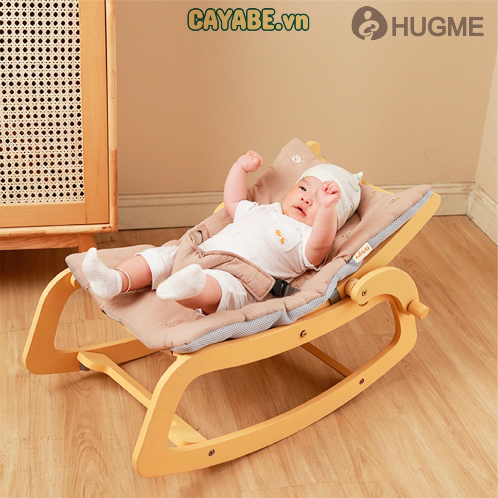 [CAYABE]: GHẾ RUNG BẬP BÊNH GỖ ROCKING CHAIR HUGME CHO BÉ NGỦ NGON, THƯ GIÃN