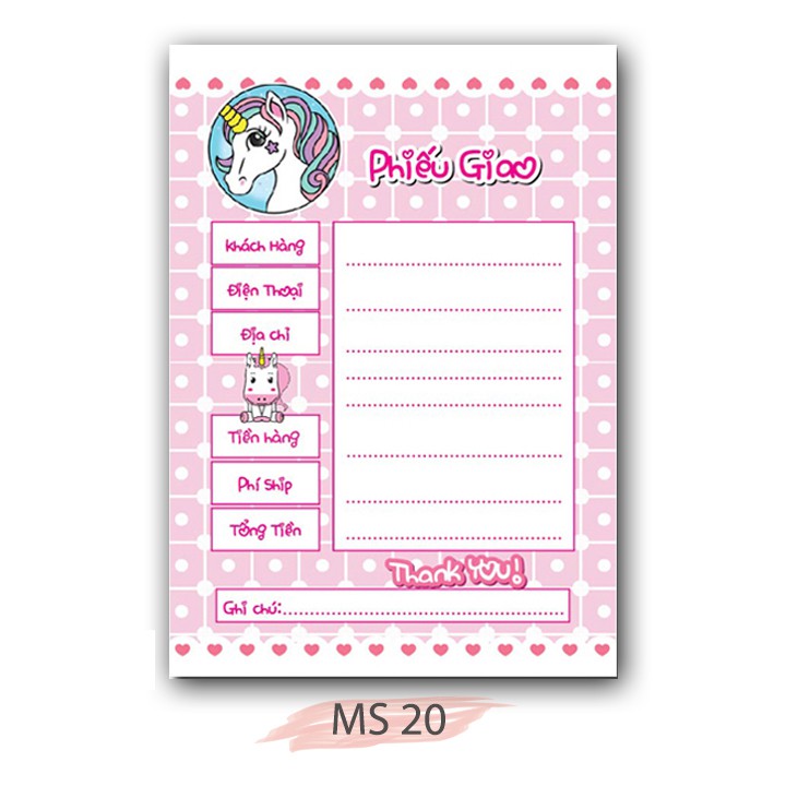 Bill ship hàng Pony 100 tờ