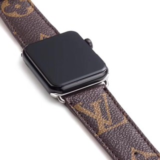 Dây Đeo Bằng Da In Logo LV Cao Cấp Cho Đồng Hồ Thông Minh Apple Watch Iwatch1/2/3/4/5