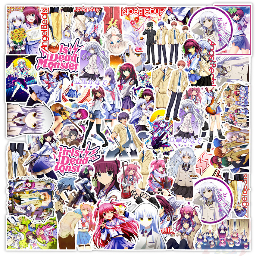 Set 50 nhãn dán họa tiết hoạt hình Angel Beats xinh xắn