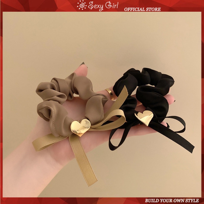 Dây Cột Tóc Đính Hạt Hình Trái Tim Phong Cách Hàn Quốc Cho Nữ