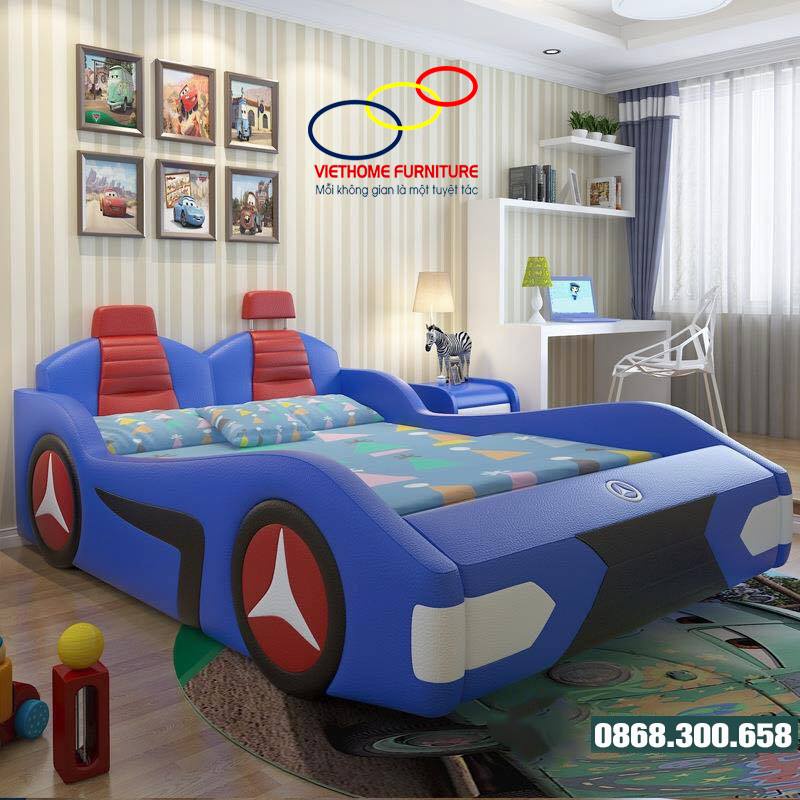 Giường ngủ Chú mèo Hello Kitty cho bé Viethome , giường đơn hình ô tô siêu đẹp - Nội thất Viethome bảo hành 6 năm