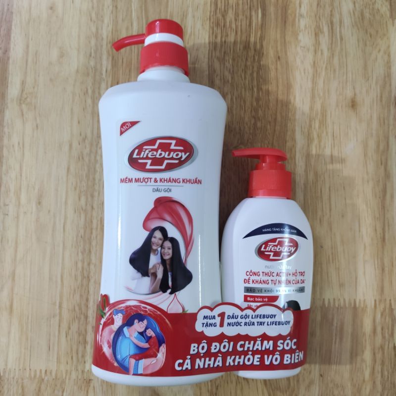 Dầu gội Lifebuoy Tóc Dày Óng Ả Xanh và Tóc Mềm Mượt Hồng 640g