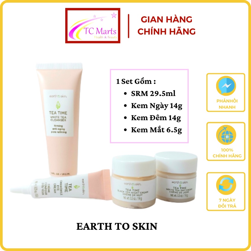 Bộ Sản Phẩm Dưỡng Da Tea Time Starter Set Earth To Skin Chống Lão Hóa Giảm Nếp Nhăn Xuất Xứ Mỹ - TCMarts