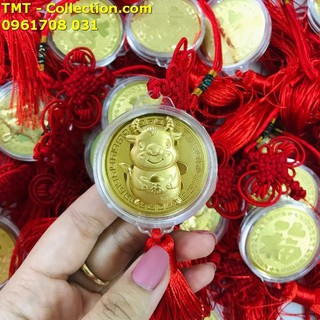 Dây treo đồng xu con Trâu CUTE vàng may mắn (giao mẫu ngẫu nhiên); màu đỏ - TMT Collection - SP005085