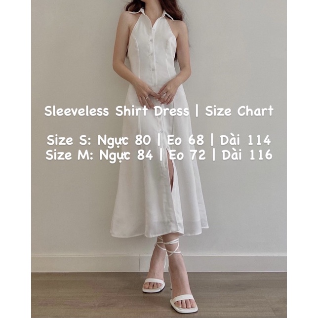 Đầm sơ mi LAMUSE thiết kế dáng dài cộc tay chất satin nhung mềm mịn (Sleeveless Shirt Dress) | BigBuy360 - bigbuy360.vn
