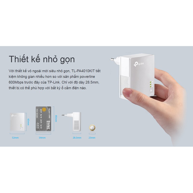 Bộ chuyển đổi Internet qua đường dây điện Nano Tplink AV600 TL-PA4010 KIT