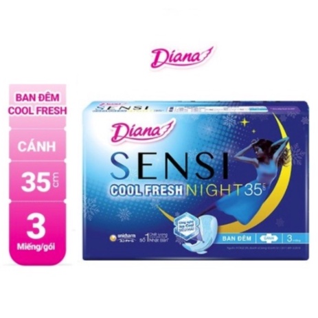 Combo 6 gói băng vệ sinh Diana Sensi Cool Fresh Night 35cm 3 miếng/gói