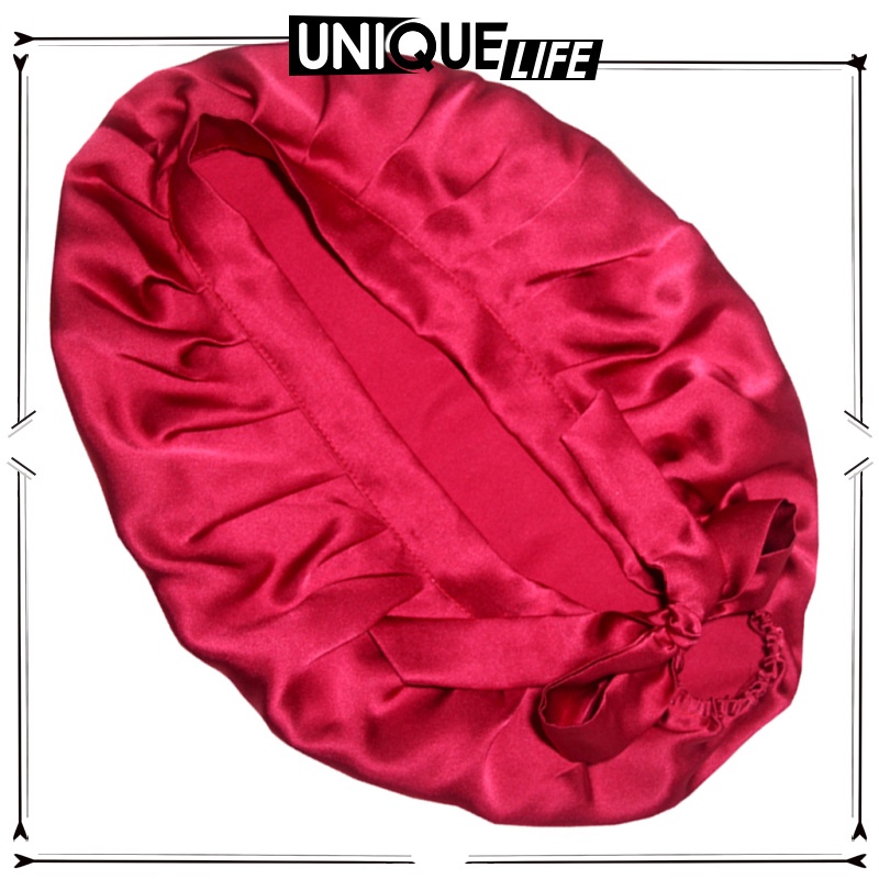 Mũ trùm đầu chăm sóc tóc khi ngủ bằng lụa nguyên chất 100% màu đen cho nữ