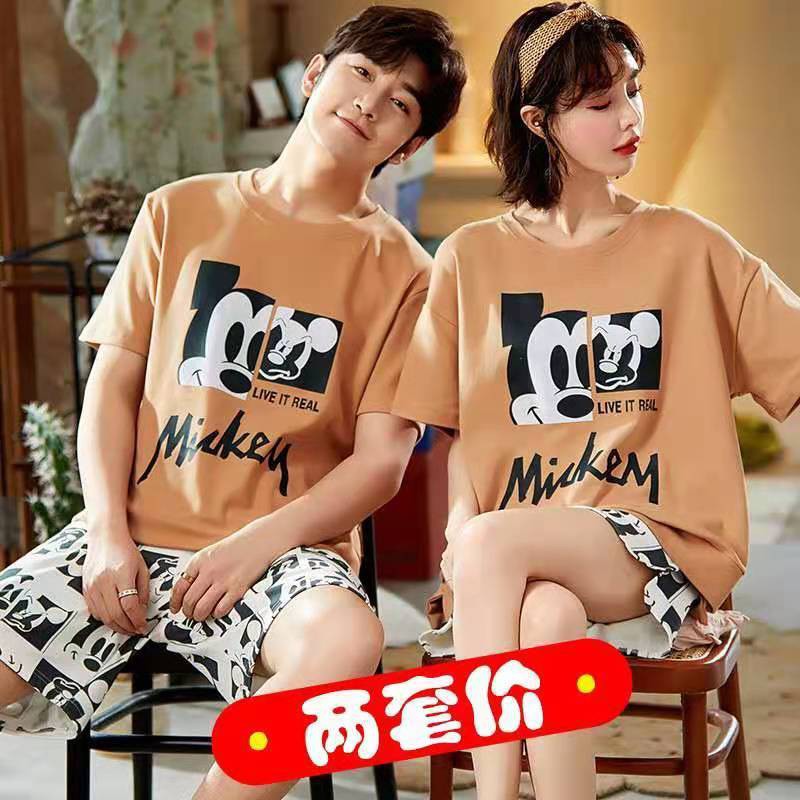 bán trước khuyến mãi2 Giá đồ ngủ Cặp đôi mùa xuân tay ngắn và hè Cotton Sexy Một người đàn ông mẫu nữ Mô hình T