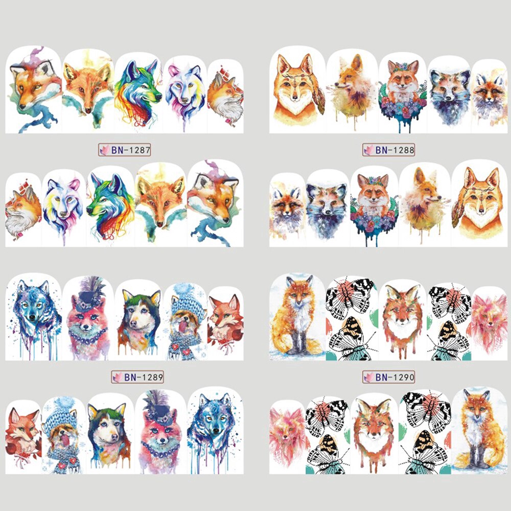 Set 12 Tấm Nhãn Dán Trang Trí Móng Tay Kiểu Dáng Hoạt Hình Dễ Thương