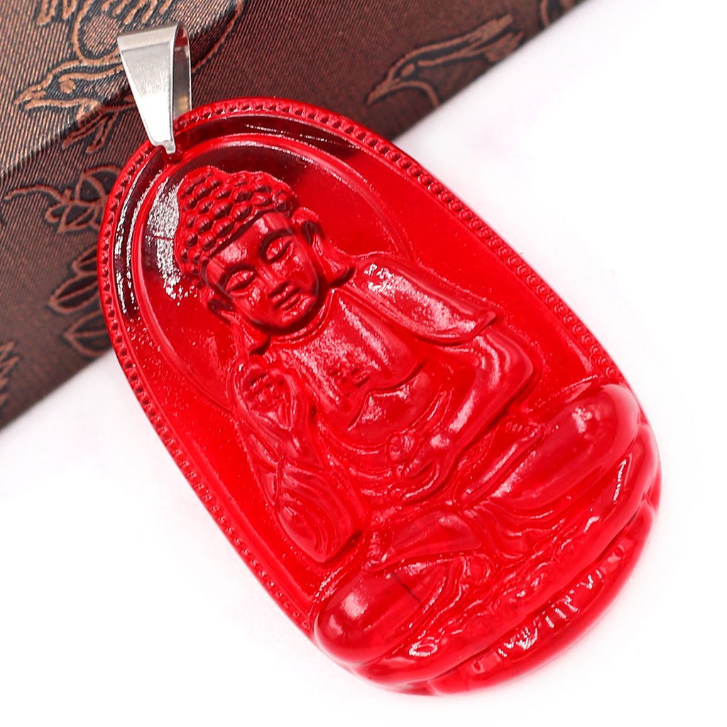 Vòng cổ Mặt Phật A di đà pha lê đỏ 3.6 cm MFLOB1 - Hộ mệnh tuổi Tuất và Hợi