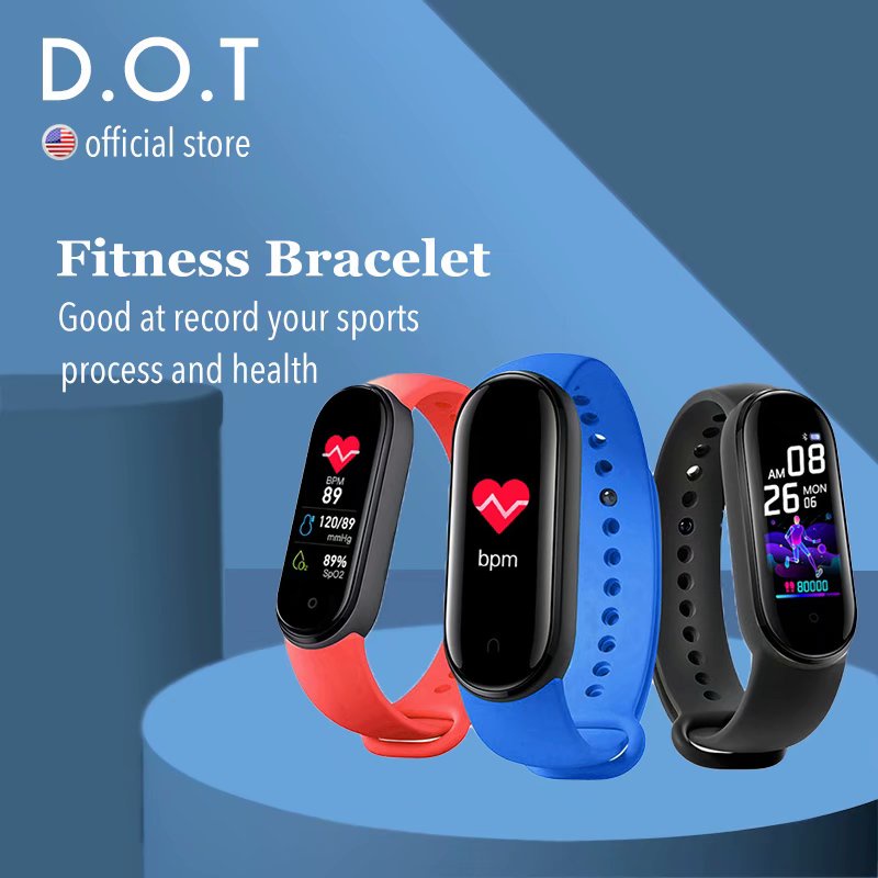 D.O.T Smart Fitness Bracelet Strap Fitness Tracker M6 Watch Steps Counter StopWatch Sports Pedometer Ladies for Walking